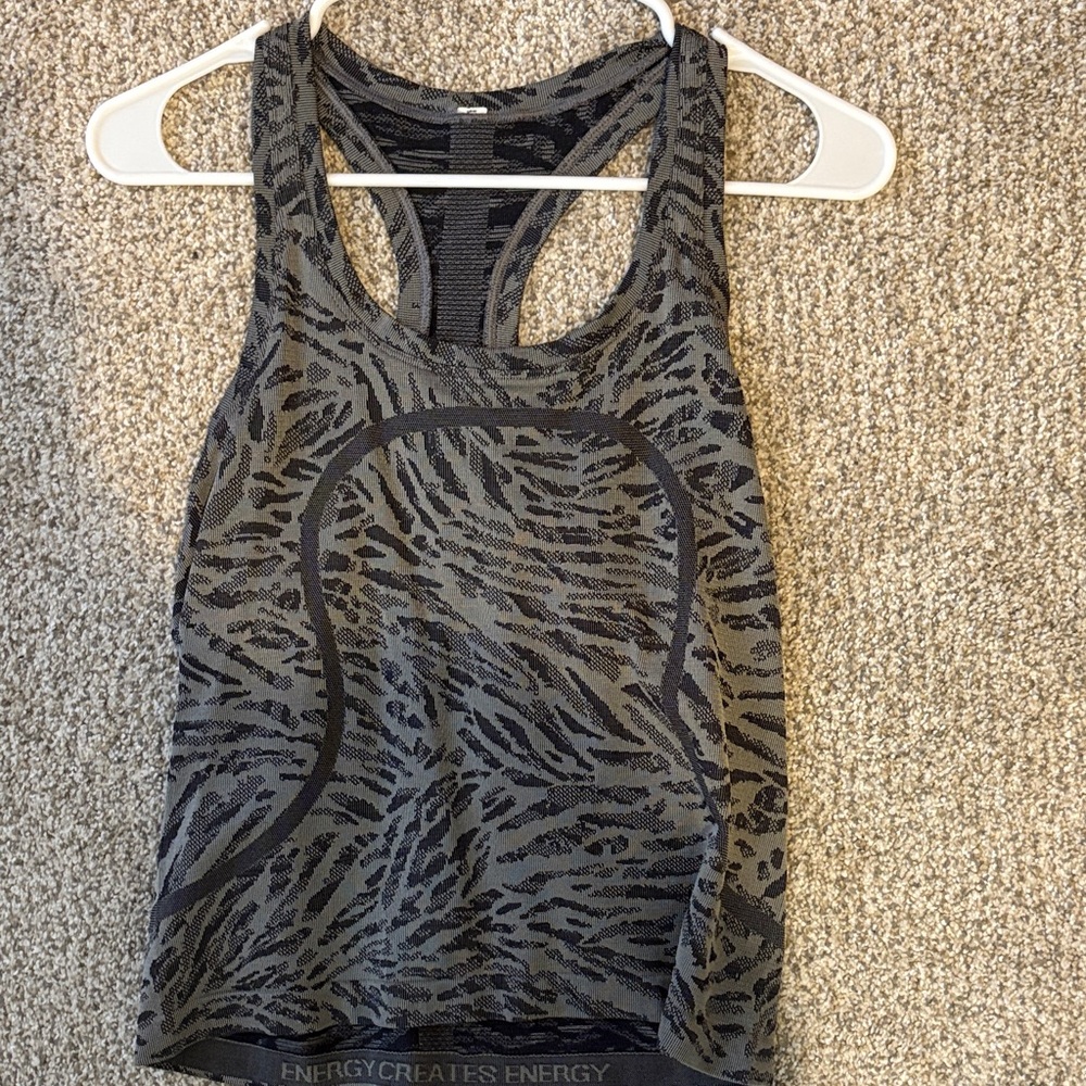 lululemon athletica Black and Gray Patterned Tank Top